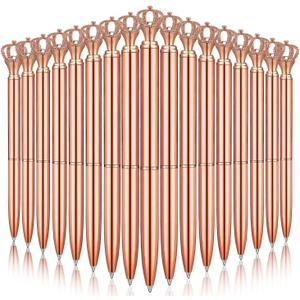 24PCS Ballpoint Pens Set Bling Wedding Anniversary Crystal Metal Ballpoint Pens Fancy Pens Birthday Bridal Shower Return Gifts for Women Girls School Office Supplies (Crown Pen,24)