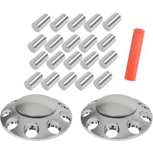 GXYWADY 2 Front Axle Wheel Cover Hub Cap 33mm Lug Nut Covers Replacement for Semi Truck, 20 inches, 22.5 inches, 24.5 inches