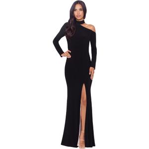 Xscape Womens Long Sleeve One Shoulder Cutout Dress 10
