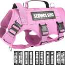 WINSEE Service Dog Vest Harness for Large Dog, Tactical Working MOLLE Vest with 10 Pet Patches, No Pull Heavy Duty Harness for Training Hunting Walking,  X-Large, Pink