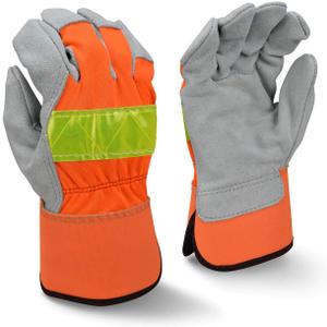 High Visibility Gray Split Cowhide Leather Palm Glove (One Size)