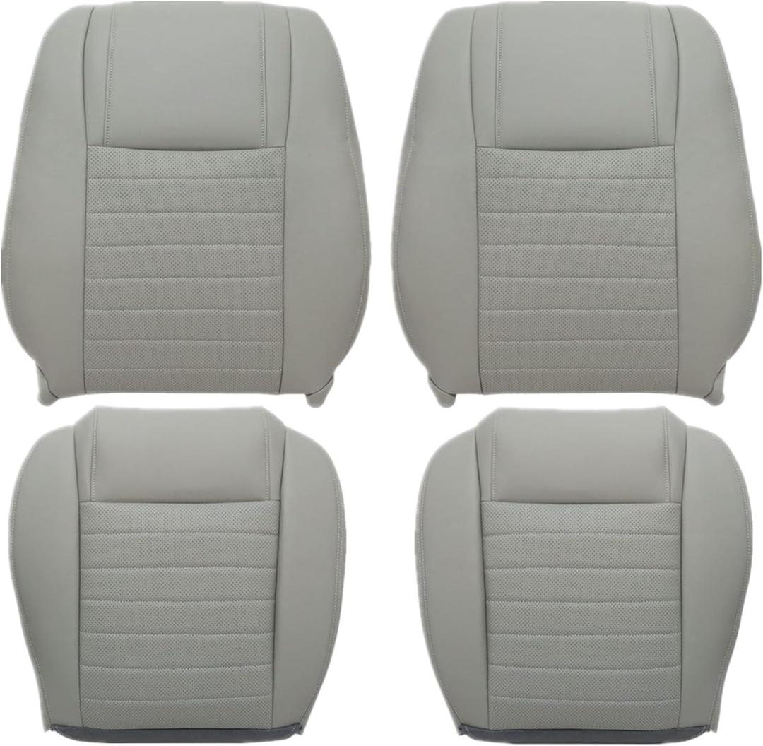 NLQR Driver & Passenger Side Bottom & Top Lean Back Replacement Perforated Microfiber Leather Seat Covers Gray Compatible with Ford Mustang GT 2005 2006 2007 2008 2009