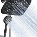 Veken 11.8 Inch Rectangle Rain Shower Head - Shower Heads with 6 Modes Handheld Spray Combo - Wide Rainfall shower with 70" Hose - 1.8gpm Dual Showerhead with Anti-Clog Nozzles - Matte Black