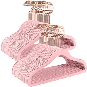 50 Pack Velvet Baby Hangers Non-Slip Clothes Hangers with Swivel Hooks, Space Saving Infant Toddler Closet Organizers, Ultra Thin Durable Child Hangers for Nursery, Kids, Children Wardrobe (11.8inch)