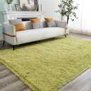 Area Rugs for Living Room Bedroom, 8x10 Feet Green Soft Fluffy Shaggy Rug, Large Indoor Floor Carpet for Kids Girls and Boys, Nursery Rooms Home Dorm Decor Aesthetic