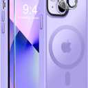 MOCCA Strong Magnetic for iPhone 13 Case, [Compatible with Magsafe][Screen Protector+Camera Lens Protector] Translucent Matte Back Slim Shockproof Case for iPhone 13 Phone Case 6.1", Light Purple