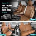Customized for Toyota Sienna Seat Covers 2011-2020 Sienna 8 Seats 3 Row, Leather Car Seat Covers Waterproof Seat Covers Full Set for Cars, Car Seat Protectors, Airbag Compatible(Brown)