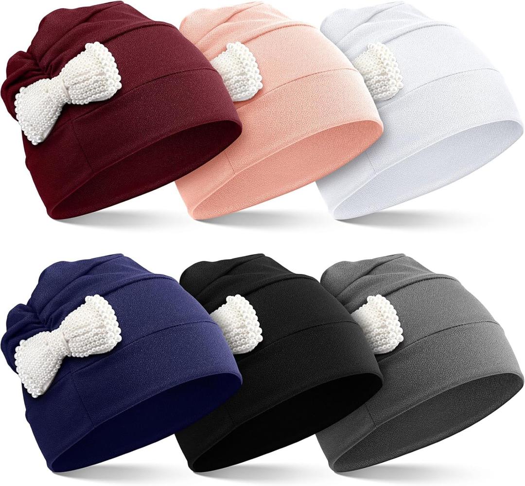 6 Pcs Polyester Chemo Turban Headwear Soft Cancer Headwear Elastic Chemo Hats for Women Head Scarf with Hair Loss