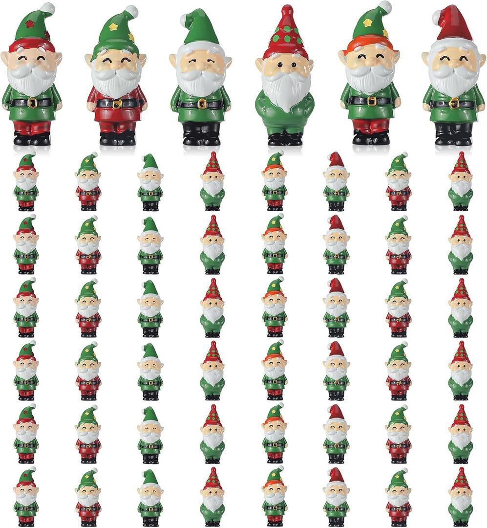 48 Pcs Mini Santa Christmas Figurines Miniature Resin Santa Claus Figures Ornaments Bulk for Goody Bag Stuffers Gifts Filler Party Decorations Micro Garden Landscape Accessories