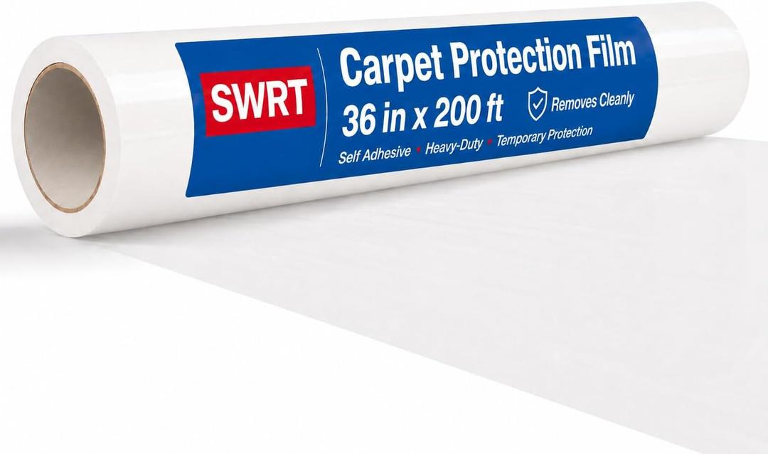 SWRT Carpet Protection Film - Self Adhesive Plastic Protector 36" x 200'