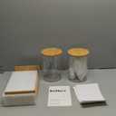 Glass Laundry Detergent Dispenser with Shelf & Bamboo Lid - 120 Oz Liquid Detergent, Laundry Soap & Fabric Softener Dispenser for Laundry Room Organization and Storage with 2 Cups & 8 Labels