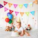 GCQQ Happy Birthday Banner 3.5M/11.5FT Cotton Double Layer Fabric Bunting 14PCS Reusable Rainbow Birthday Party Triangle Flag Pennant Garlands for Boys Girls Kids & Adults Birthday Decorations