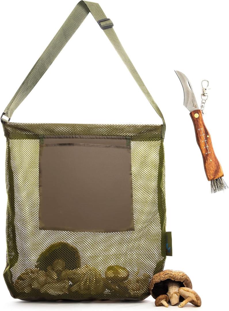 VylerSky Foraging Bag - Mushroom Foraging Kit with Bag and Knife, Great for Mushroom Decor Lovers