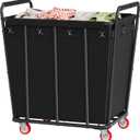 Hoctieon Large Laundry Cart with Wheels, 400L Heavy Duty Laundry Basket Organizer, Rolling Hamper Sorter for Clothes Storage, Industrial Dirty Clothes Hamper for Home & Hotel, Black (1 Section-400L)