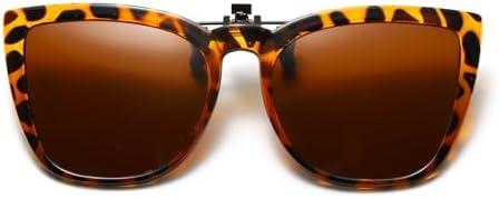 Long Keeper Polarized Clip on Sunglasses Over Prescription Women Men with UV Protection Clip on Cat Eyeglasses