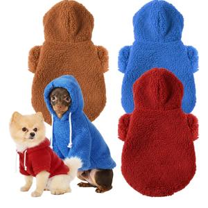 Reginary 3 Pcs Winter Fuzzy Dog Sweaters Girl Boy Dog Hoodies Puppy Hooded Sweatshirts, Warm Soft Fall Cold Comfort Pet Clothes Pet Coats for Small to Large(M)