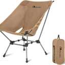 MOON LENCE Portable Camping Chair Plus, Upgraded Comfort & Size, Compact and Lightweight Still, Folding Chair for Backpacking & Hiking, 330Lbs Capacity (Khaki)