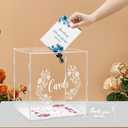 Dezzer Acrylic Wedding Card Box with Sign, Large Clear Acrylic Card Box with Lock for Wedding Reception Anniversary Shower Birthday Party Events Decorations