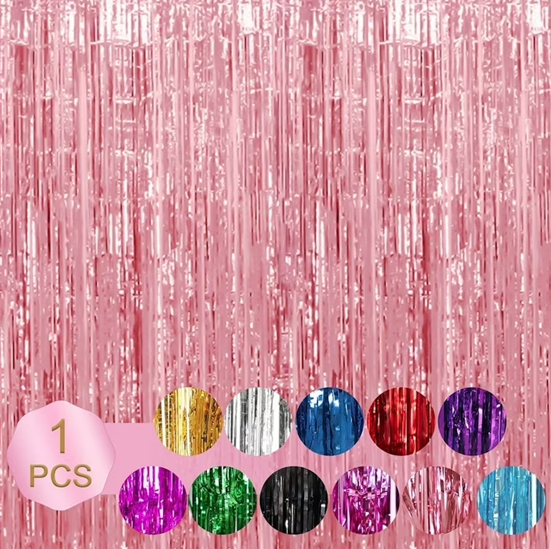 Colorfast FOIL Fringe Curtain Backdrop for Birthday, Graduation Celebration, Bachelorette, Valentines Party Celebration, Event Decoration  