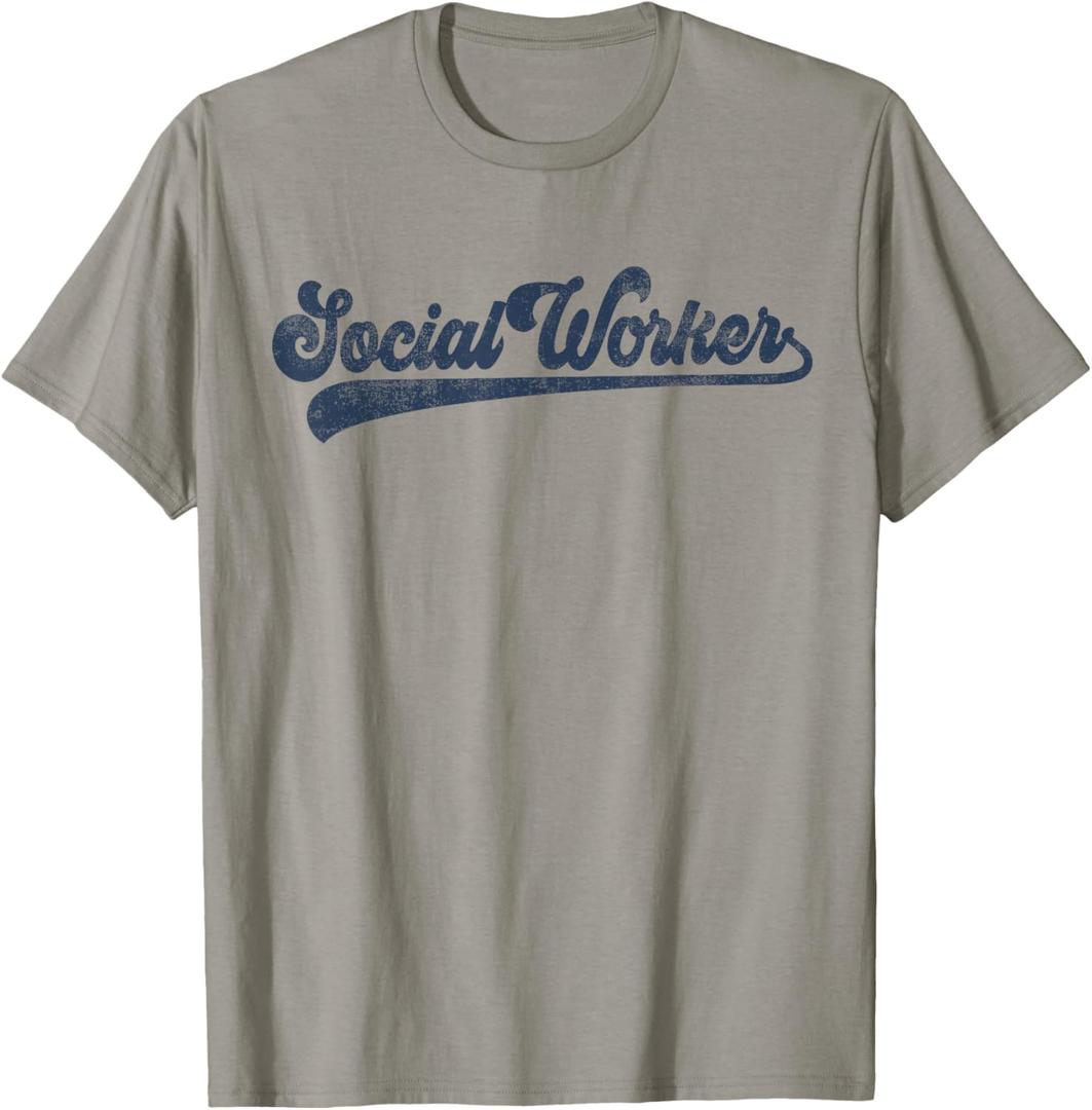 Social Worker Cute Vintage Graphic Social Work T-Shirt (Gray, S)
