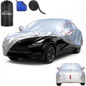 Car Cover Waterproof All Weather for Tesla Model Y 2020-2025,All-Around Fastening and 4 Upgrades, 30s Quick-Install for Car Cover