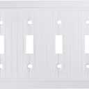 Pure White Classic Beadboard Wall Plates,Light Switch Covers,Electrical Outlet Covers, Switch Plates of Various Combination, Nature Bamboo Fiber Wall plate(4 Gang Toggle 1 Pack)