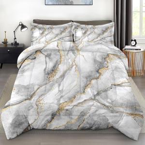 Comforter Set Queen Size, Marble Black Soft 3 Pcs Bedding for Kids and Adults, Gray Gold Stone Vintage Comforter Set with Pillowcase, for Bedroom Bed Decor Comforter Set Queen Size, Marble Black Soft 3 Pcs Bedding for Kids and Adults, Gray Gold Stone Vintage Comforter Set with Pillowcase, for Bedroom Bed Decor