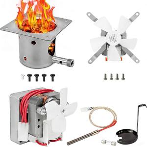 Pellet Grill Replacement Parts for Traeger, Pit Boss Wood Pellet Grills, Upgraded Auger Motor, Grill Induction Fan, Fire Burn Pot and Hot Rod Igniter, Grill Parts with Ash Remover, Screws and Fuse