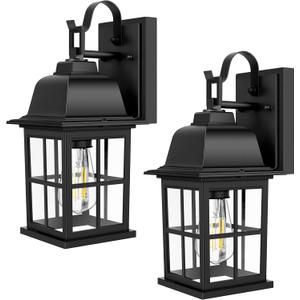 TOBUSA 2-Pack Outdoor Light Fixtures, 100% Aluminium Waterproof Exterior Wall Lantern, Anti-Rust Outside Black Wall Sconce Porch Lights for House Garage, Doorway, Bulbs Not Included