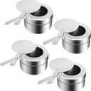 Stainless Steel Fuel Holder, Chafing Wick Fuel Holder with Cover, Buffet Warmer Warming Trays Perfect for Buffets Catering Events Party Supplies (4)
