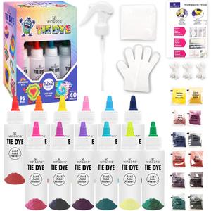 12 Colors Tie Dye Kit, Tie Dye Set for Kids, Pre-Filled Tye Dye Bottles, Non Toxic Permanent Fabric Dye Art Set, Easy DIY Fabric Art - Create Fun