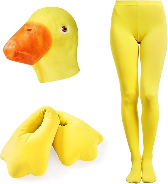 Liitrsh 3 Pcs Winter Duck Costume Accessories Set Funny Duck Mask Feet Slippers Shoes Socks for Carnival Men Women Cosplay