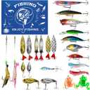 24Pcs Fishing Advent Calendar 2025-24 Days Christmas Countdown with Fishing Lures & Tackle Set, Xmas Surprise Gift for Fisherman, Adult Men & Teen Boys