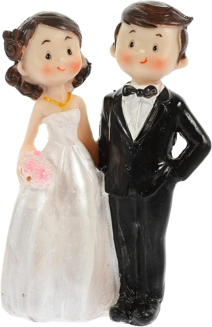 Wedding Cake Topper Bride and Groom Figurines Small Resin Couple Doll Wedding Cake Decorations Party Desktop Bride Figurines Ornaments