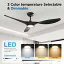 Roomratv 52 Inch Modern Ceiling Fan with Light, Dimmable, Remote Control