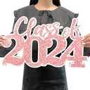 Graduation Decorations Class of 2024 Pink Graduation Decorations Rose Gold Class of 2024 Wooden Sign Graduate Photo Props for Grad Party Supplies