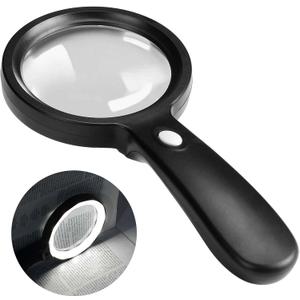 JMH Magnifying Glass with Light, 3X Handheld Large Magnifying Glass 12 LED Illuminated Lighted Magnifier for Macular Degeneration, Seniors Reading, Soldering, Coins, Jewelry, Exploring