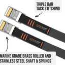 Rollercam 0.75” Tiedown Straps with Rollercam Buckle - Cam Strap Polypropylene Webbing with Triple-Bar Tack Stitching – Outdoor Gear Heavy-Duty Lashing Straps, 95 lb Load, Straight End, 2 Pack, 6 Foot