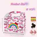 CNMOAOAGS 12Pcs Cartoon Cat Happy Birthday Decorations, Pink Bow tie Birthday Party Favor Gift Boxes for Girls Party Theme Supplies