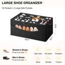STO STO Shoe Organizer for Closet, Fits Up to 16 Pairs, XL Shoe Box Containers with Adjustable Dividers, Clear Cover Shoe Storage Bins, Stackable Space Saving Shoes Holder for Shoes and Boots, Beige