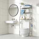 3-Tier Over the Toilet Storage, Metal Bathroom Shelve, Over Toilet Bathroom Organizer, Space Saver Bathrooms Shelve for Restroom Laundry Balcony, Stainless Steel