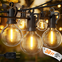Brightown Outdoor String Lights, 50FT 25 G40 Bulbs Shatterproof Patio Lights, IP65 Waterproof Dimmable Hanging Connectable Globe LED Outdoor Lights for Backyard, Bistro, Porch, Deck, Balcony