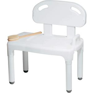 Carex Universal Tub Transfer Bench, Bath Seat with Backrest, Shower Chair for Elderly and Disabled, Transfer Bench & Shower Seat for Bathtub with Adjustable Legs, Converts to Right or Left Hand Entry