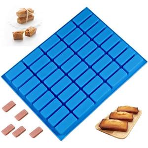 Mity rain 40 Cavities Rectangle Silicone Mold - Caramel Candy Trays Molds for Chocolate Truffles, Ganache, Jelly, Praline, Ice Cube Tray, Gummy(blue) (1PC)