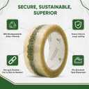 Biodegradable Packing Tape | Plant-Based Cellulose Packaging Tape | Heavy Duty All-Purpose Adhesive for Shipping, Moving, Office, Crafts | Easy-Tear, Low-Noise, Clear - 3pk 1.93 in x 70 yds