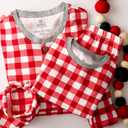 HonestBaby Family Matching Holiday Pajamas 100% Organic Cotton for Men, Women, Kids, Toddlers, Baby Boys, Girls, Unisex, Pets (Large, Painted Buffalo Check Red)