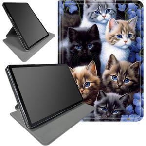 Case for iPad (A16) 11th Generation 11 Inch 2025/10th Generation 10.9 Inch 2022,360 Degree Rotating Swivel Stand Protective Cover with Auto Wake/Sleep for iPad 10th 10.9",Cute Cat