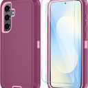 ONOLA Phone Case for Samsung Galaxy S25 FE Case with HD Screen Protector, Heavy Duty Shockproof & Dropproof 3-Layer Cover Phone Case for Galaxy S25 FE 6.7'',WineRedPink