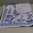 Chinoiserie Mahjong Mat with 1 Carrying Bag 31.5" x 31.5" Blue and White Rubber Anti Slip and Noise Reduction Multi Purpose Game Table Cover for Card, Board Tile Games