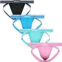 BSHETR Men's Jockstraps Athletic Supporters 4-Pack Cotton Work Out Underwear (Large)